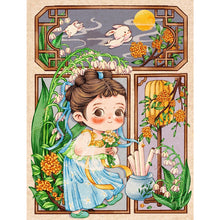 Load image into Gallery viewer, Yishu - Little Girl And Flowers - 40*56CM 11CT 3 Stamped Cross Stitch