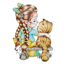 Load image into Gallery viewer, Huancan - Girl And Cat - 40*55CM 11CT 3 Stamped Cross Stitch