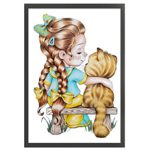 Load image into Gallery viewer, Huancan - Girl And Cat - 40*55CM 11CT 3 Stamped Cross Stitch