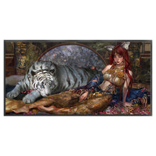 Load image into Gallery viewer, Huancan - Girl And Tiger - 90*50CM 11CT 3 Stamped Cross Stitch