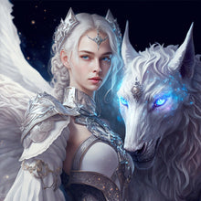 Load image into Gallery viewer, Yishu - Girl And Wolf In The Lost Ark Game - 50*50CM 11CT 3 Stamped Cross Stitch