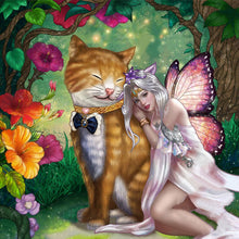 Load image into Gallery viewer, Yishu - Elf And Big Cat - 50*50CM 11CT 3 Stamped Cross Stitch