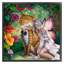 Load image into Gallery viewer, Yishu - Elf And Big Cat - 50*50CM 11CT 3 Stamped Cross Stitch