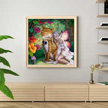Load image into Gallery viewer, Yishu - Elf And Big Cat - 50*50CM 11CT 3 Stamped Cross Stitch