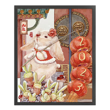 Load image into Gallery viewer, Huancan - New Year Bunny - 45*55CM 11CT 3 Stamped Cross Stitch
