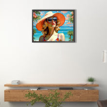 Load image into Gallery viewer, Woman In A Hat 40*30CM(Canvas) Full Round Drill Diamond Painting