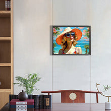 Load image into Gallery viewer, Woman In A Hat 40*30CM(Canvas) Full Round Drill Diamond Painting