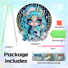 Load image into Gallery viewer, Acrylic Single-Sided 5D DIY Diamond Painting Hanging Pendant (Girl and Unicorn)