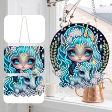 Load image into Gallery viewer, Acrylic Single-Sided 5D DIY Diamond Painting Hanging Pendant (Girl and Unicorn)