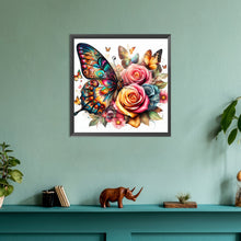 Load image into Gallery viewer, Butterfly And Rose 30*30CM(Canvas) Full Round Drill Diamond Painting