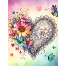 Load image into Gallery viewer, Heart-Shaped Flowers 30*40CM(Canvas) Full Round Drill Diamond Painting