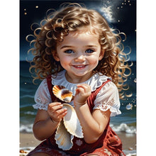 Load image into Gallery viewer, Little Girl Playing On The Beach 30*40CM(Canvas) Full Round Drill Diamond Painting