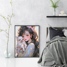 Load image into Gallery viewer, Yishu - Dark-Haired Girl And Puppy - 40*55CM 11CT 3 Stamped Cross Stitch