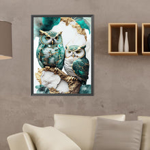 Load image into Gallery viewer, Blue-White Owl 30*40CM(Canvas) Full Round Drill Diamond Painting