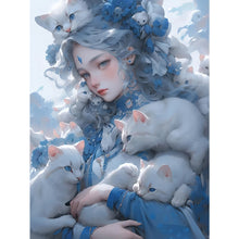 Load image into Gallery viewer, Yishu - Cat Girl - 40*55CM 11CT 3 Stamped Cross Stitch