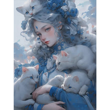 Load image into Gallery viewer, Yishu - Cat Girl - 40*55CM 11CT 3 Stamped Cross Stitch