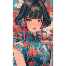 Load image into Gallery viewer, Short-Haired Girl In A Qipao 40*65CM(Picture) Full Round Drill Diamond Painting