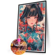 Load image into Gallery viewer, Short-Haired Girl In A Qipao 40*65CM(Picture) Full Round Drill Diamond Painting