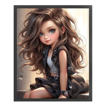 Load image into Gallery viewer, Yishu - Big-Eyed Long-Haired Girl - 40*50CM 11CT 3 Stamped Cross Stitch