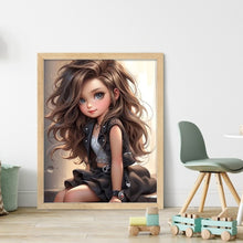Load image into Gallery viewer, Yishu - Big-Eyed Long-Haired Girl - 40*50CM 11CT 3 Stamped Cross Stitch