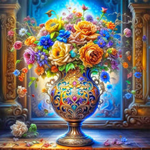 Load image into Gallery viewer, Flowers And Vase 40*40CM(Canvas) Full Round Drill Diamond Painting