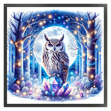 Load image into Gallery viewer, Yishu - Owl On A Gemstone Under A Moonlit Night - 40*40CM 11CT 3 Stamped Cross Stitch