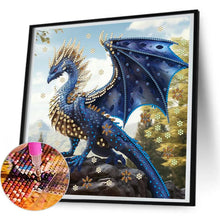 Load image into Gallery viewer, Dark Blue Dragon 30*30CM(Canvas) Partial Special Shaped Drill Diamond Painting