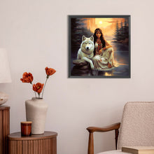 Load image into Gallery viewer, Beautiful White Wolf 30*30CM(Canvas) Full Round Drill Diamond Painting