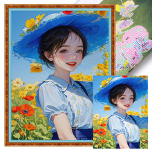 Load image into Gallery viewer, Mona Lisa Brand - Girl With Blue Hat - 43*57CM 11CT 3 Stamped Cross Stitch
