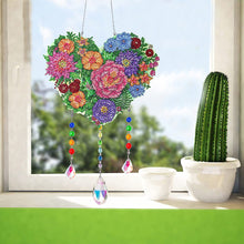 Load image into Gallery viewer, Flower Wind Chimes Heart Diamond Crystal Painting Ornaments for Home Wall Decor