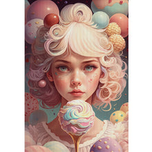 Load image into Gallery viewer, Huancan - Rainbow Ice Cream Girl - 45*65CM 11CT 3 Stamped Cross Stitch