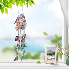 Load image into Gallery viewer, Rotate Wind Chime Theme 2D/Flat DIY Flower Bird Double-Sided Diamond Art Pendant