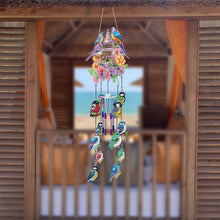Load image into Gallery viewer, Rotate Wind Chime Theme 2D/Flat DIY Flower Bird Double-Sided Diamond Art Pendant