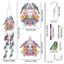 Load image into Gallery viewer, Rotate Wind Chime Theme 2D/Flat DIY Flower Bird Double-Sided Diamond Art Pendant