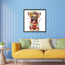 Load image into Gallery viewer, Wreath Bulldog 30*30CM(Canvas) Partial Special Shaped Drill Diamond Painting