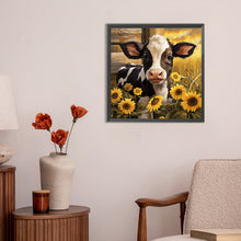Load image into Gallery viewer, Sunflower Cow 30*30CM(Canvas) Full Round Drill Diamond Painting