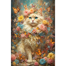 Load image into Gallery viewer, Flowers And Cat 40*60CM(Canvas) Full Round Drill Diamond Painting