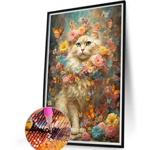 Load image into Gallery viewer, Flowers And Cat 40*60CM(Canvas) Full Round Drill Diamond Painting