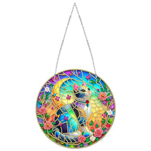 Load image into Gallery viewer, Sun Catcher 5D DIY Diamond Painting Dots Pendant for Office Decor (Flower Cat)