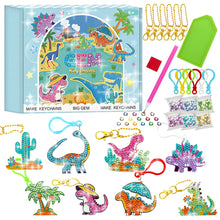 Load image into Gallery viewer, 8 Pcs Double Side Full Drill Diamond Painting Art Keychain Kit (Desert Dinosaur)