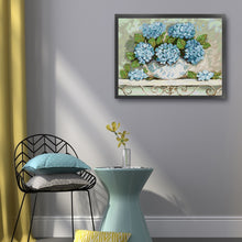 Load image into Gallery viewer, Joy Sunday - Blue Hydrangea - 58*48CM 14CT 2 Stamped Cross Stitch