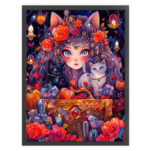 Load image into Gallery viewer, Yishu - Cat Girl - 50*65CM 11CT 3 Stamped Cross Stitch