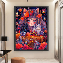 Load image into Gallery viewer, Yishu - Cat Girl - 50*65CM 11CT 3 Stamped Cross Stitch