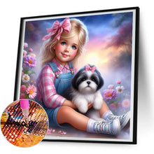 Load image into Gallery viewer, Garden Girl And Dog 30*30CM(Canvas) Full Round Drill Diamond Painting