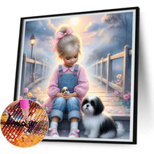 Load image into Gallery viewer, Garden Girl And Dog 30*30CM(Canvas) Full Round Drill Diamond Painting