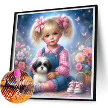 Load image into Gallery viewer, Garden Girl And Dog 30*30CM(Canvas) Full Round Drill Diamond Painting