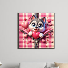 Load image into Gallery viewer, Pink Heart Puppy - Husky 30*30CM(Canvas) Full Round Drill Diamond Painting