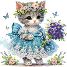 Load image into Gallery viewer, Cat With Bouquet 30*30CM(Canvas) Partial Special Shaped Drill Diamond Painting