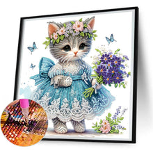 Load image into Gallery viewer, Cat With Bouquet 30*30CM(Canvas) Partial Special Shaped Drill Diamond Painting