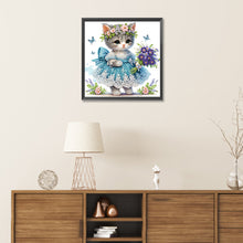 Load image into Gallery viewer, Cat With Bouquet 30*30CM(Canvas) Partial Special Shaped Drill Diamond Painting